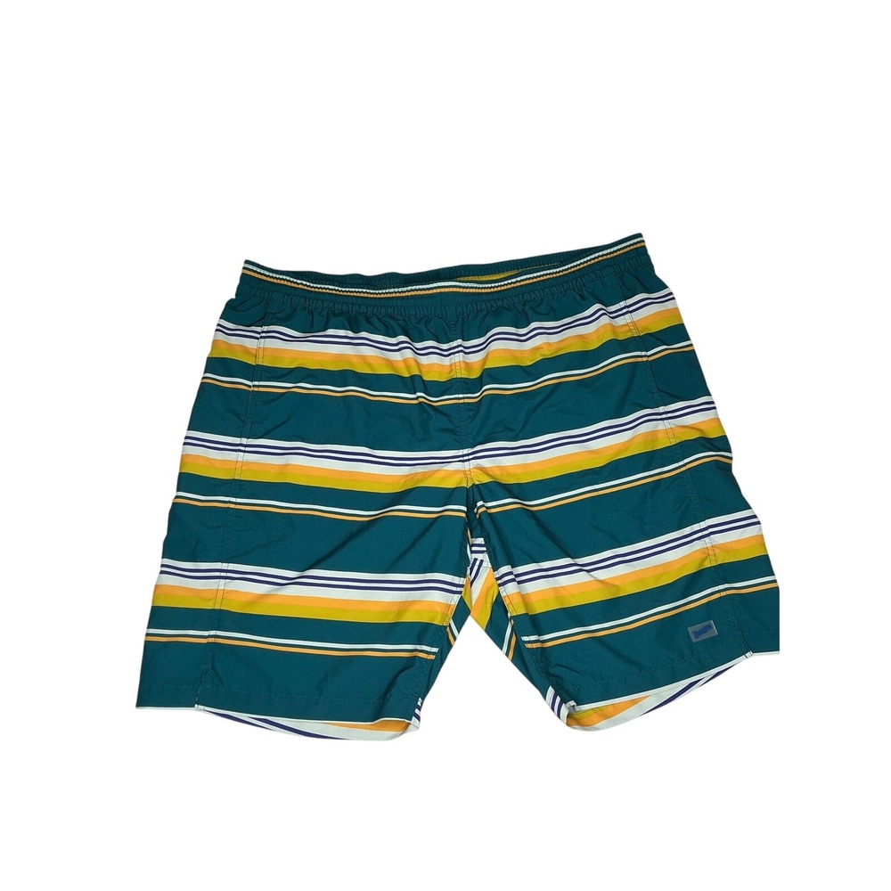 Duluth Trading Co Mens 3XL Board Shorts Teal Striped Swim Trunks 11 Inseam 91318